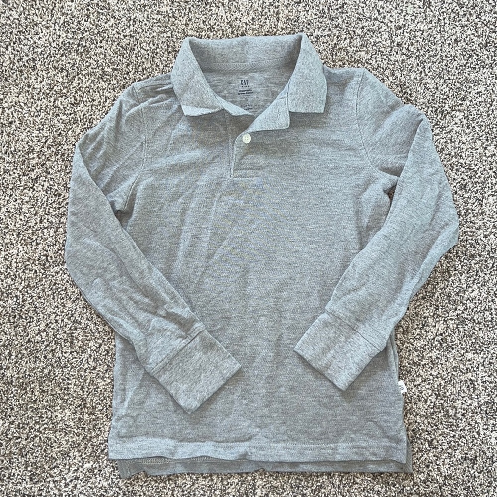 GAP boys S gray long sleeve polo - NWOT